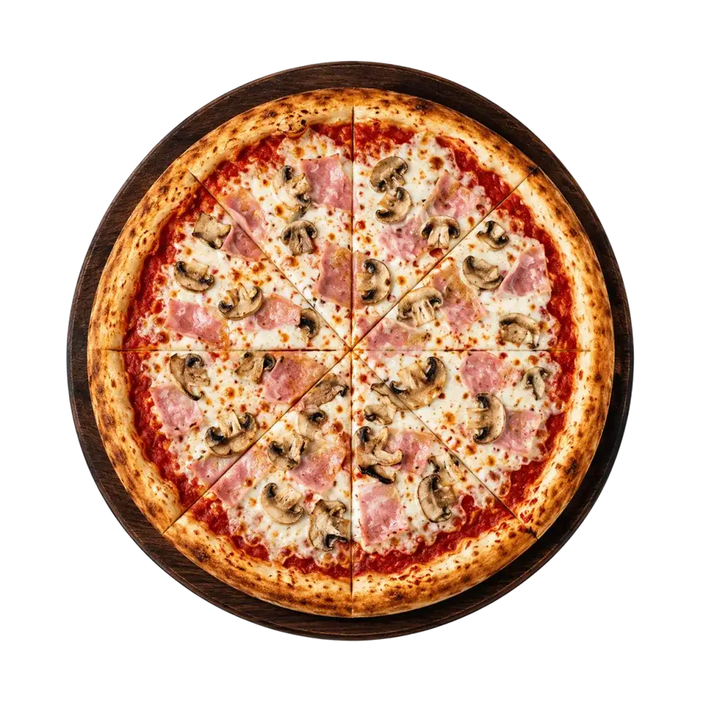 Pizza pizza prosciutto e funghi