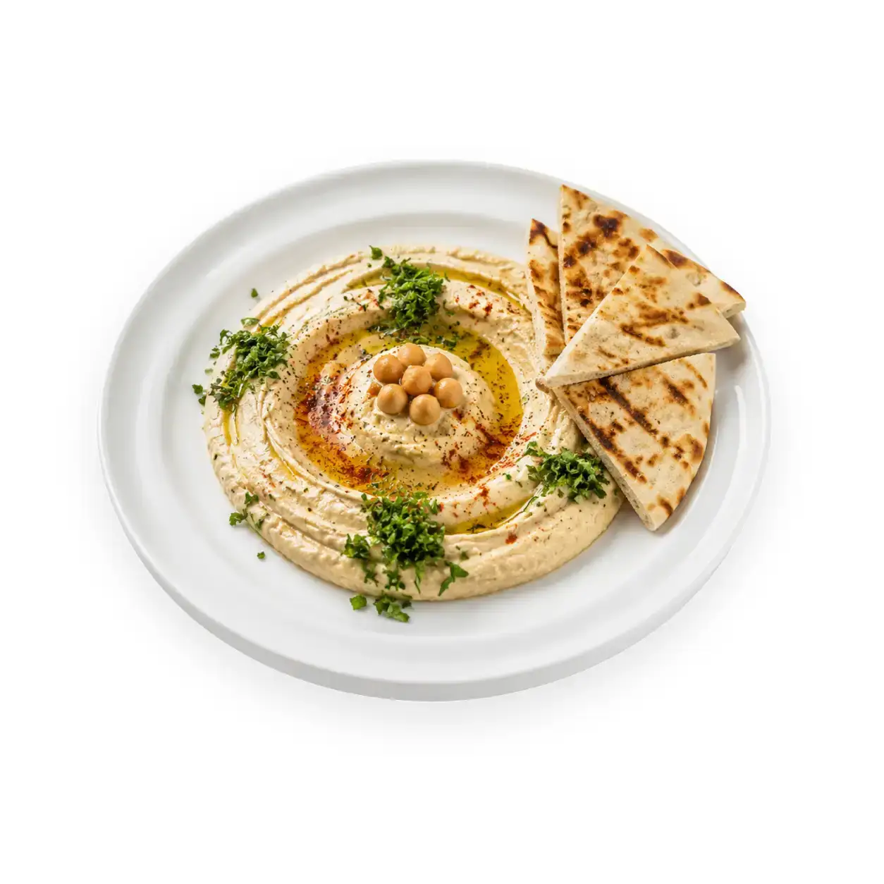 Hummus și lipie prăjită