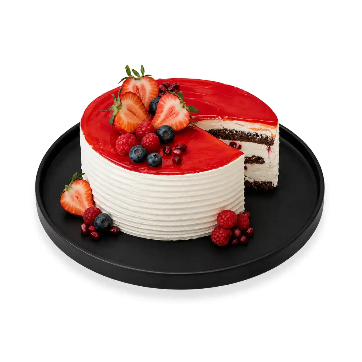 Tort Delice cu vanilie, zmeură și ciocolată